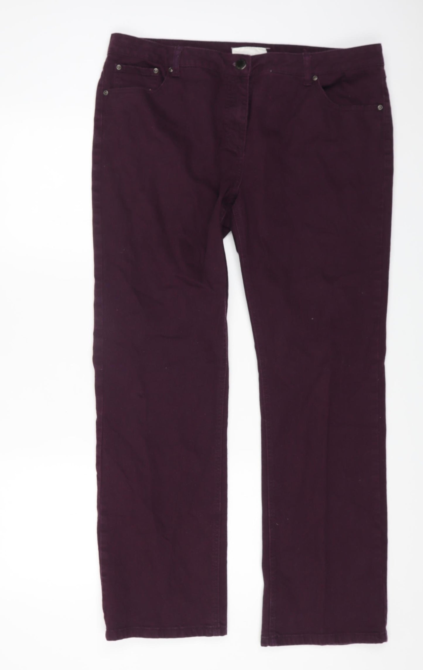 RJR.John Rocha Womens Purple Cotton Straight Jeans Size 18 L30 in Regular Zip