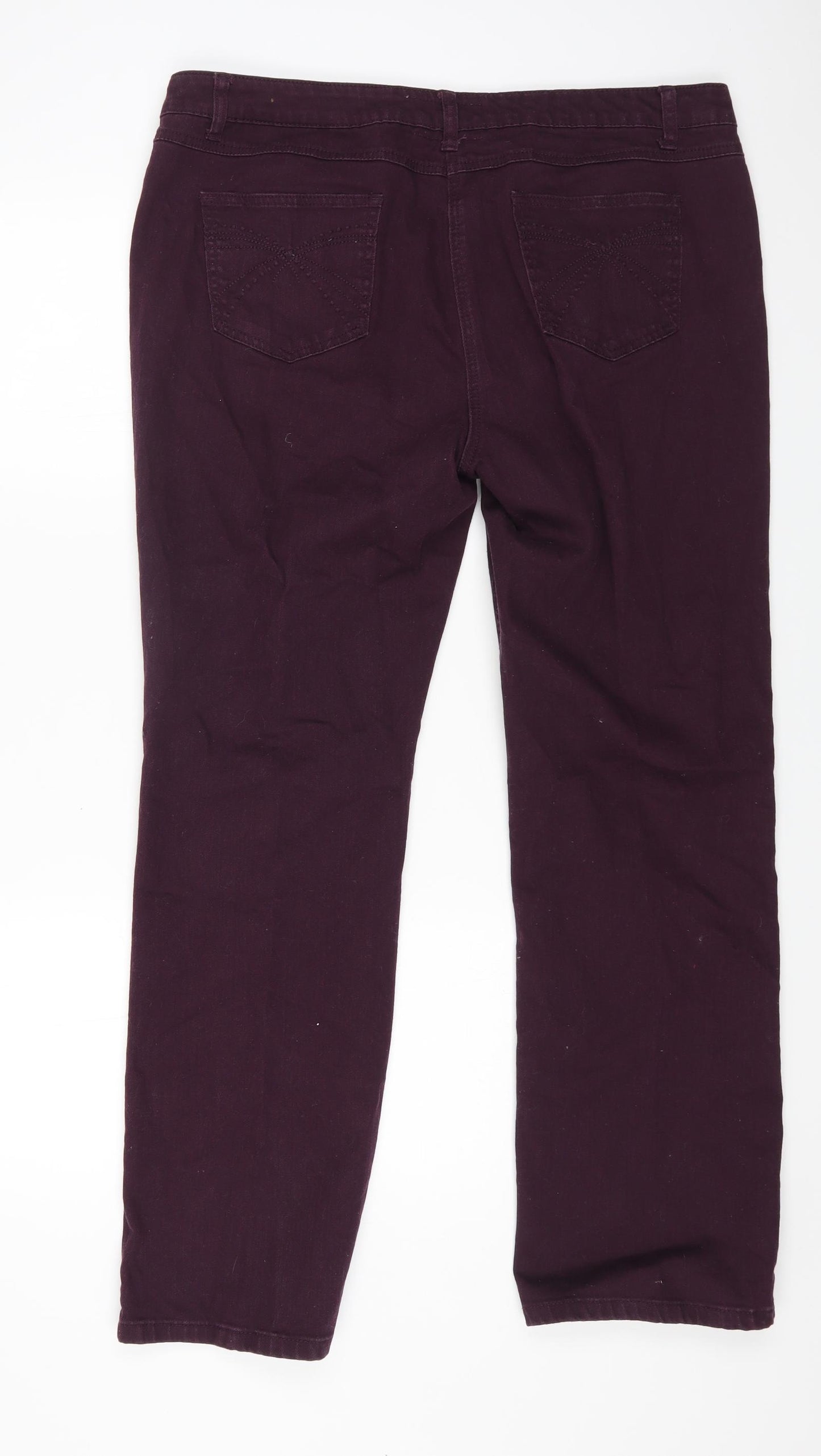 RJR.John Rocha Womens Purple Cotton Straight Jeans Size 18 L30 in Regular Zip