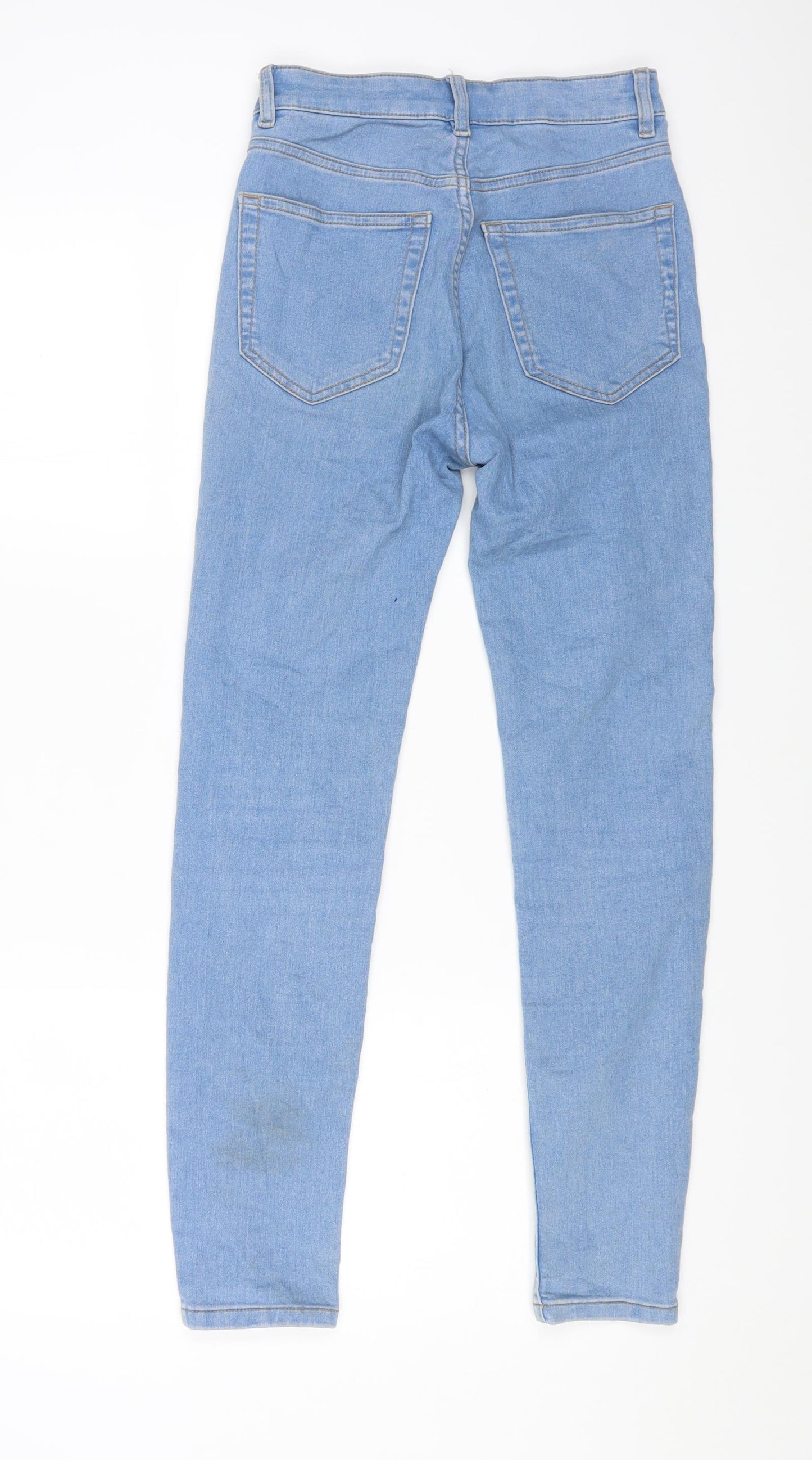 Pull&Bear Womens Blue Cotton Skinny Jeans Size 10 L25 in Regular Zip