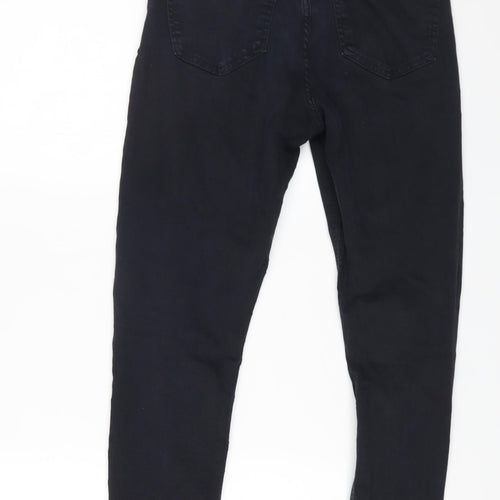 Topshop Womens Black Cotton Straight Jeans Size 30 in L24 in Regular Zip