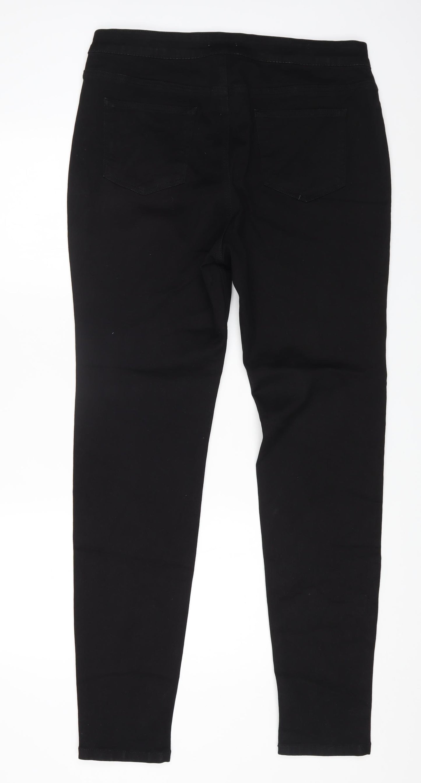 TU Womens Black Cotton Straight Jeans Size 18 L30 in Regular Zip