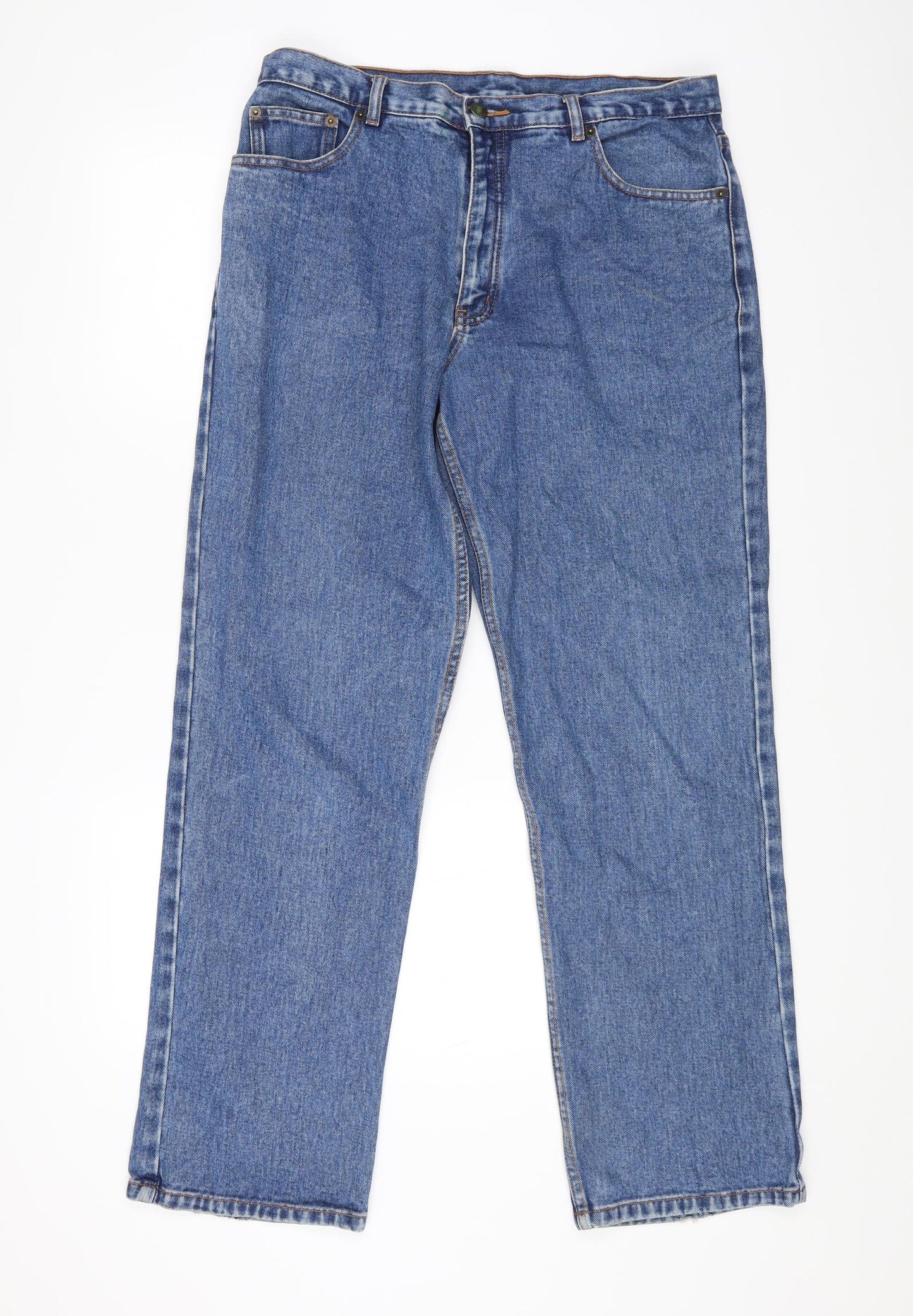 TU Womens Blue Cotton Straight Jeans Size 34 in L32 in Regular Zip