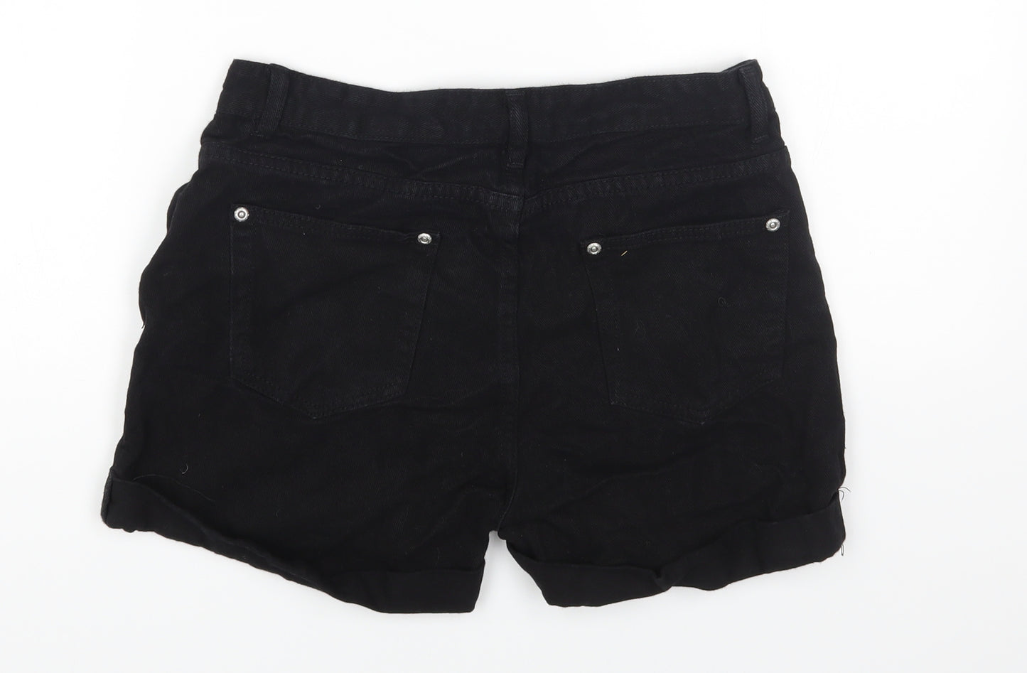 Boohoo Womens Black Cotton Hot Pants Shorts Size 10 Regular Zip