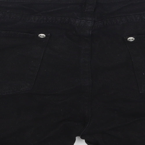 Boohoo Womens Black Cotton Hot Pants Shorts Size 10 Regular Zip