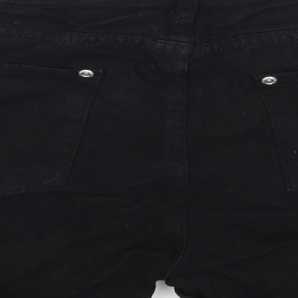 Boohoo Womens Black Cotton Hot Pants Shorts Size 10 Regular Zip