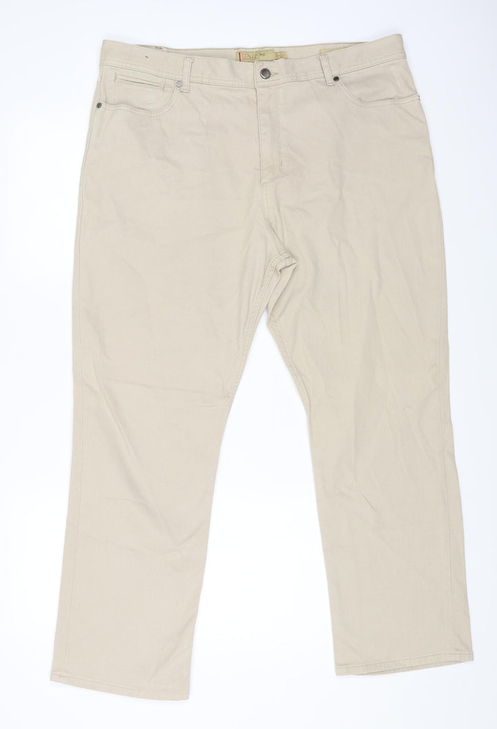 Marks and Spencer Womens Beige Cotton Straight Jeans Size 40 in L29 in Regular Zip