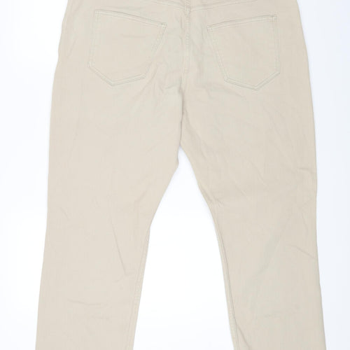 Marks and Spencer Womens Beige Cotton Straight Jeans Size 40 in L29 in Regular Zip