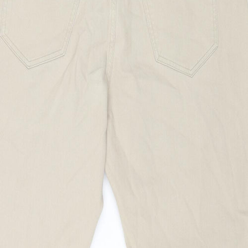 Marks and Spencer Womens Beige Cotton Straight Jeans Size 40 in L29 in Regular Zip