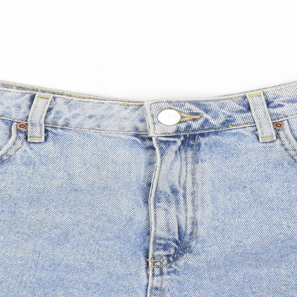 Denim & Co. Womens Blue Cotton Hot Pants Shorts Size 12 Regular Zip