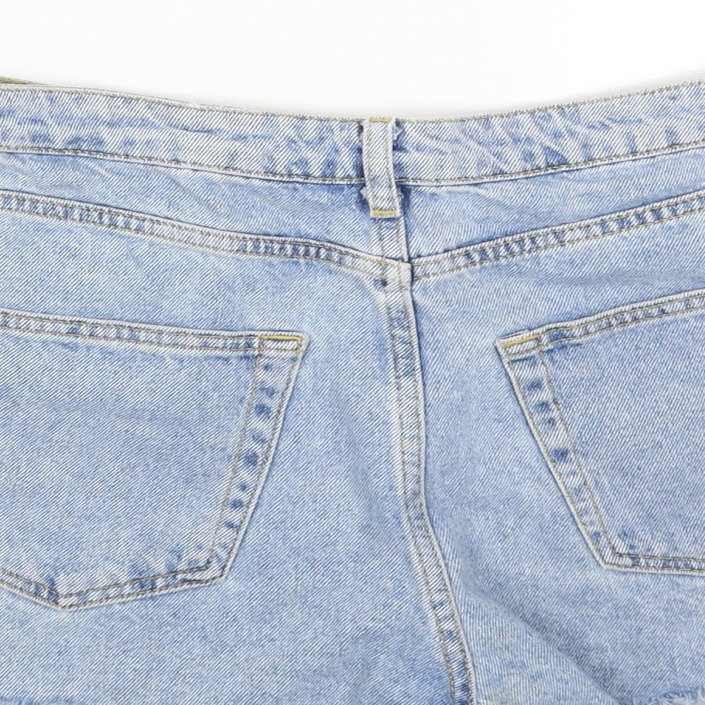 Denim & Co. Womens Blue Cotton Hot Pants Shorts Size 12 Regular Zip