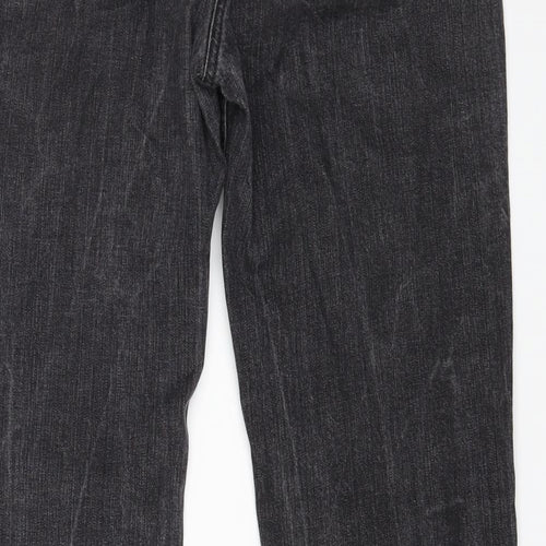 Marks and Spencer Womens Black Cotton Flared Jeans Size 14 L30 in Regular Zip