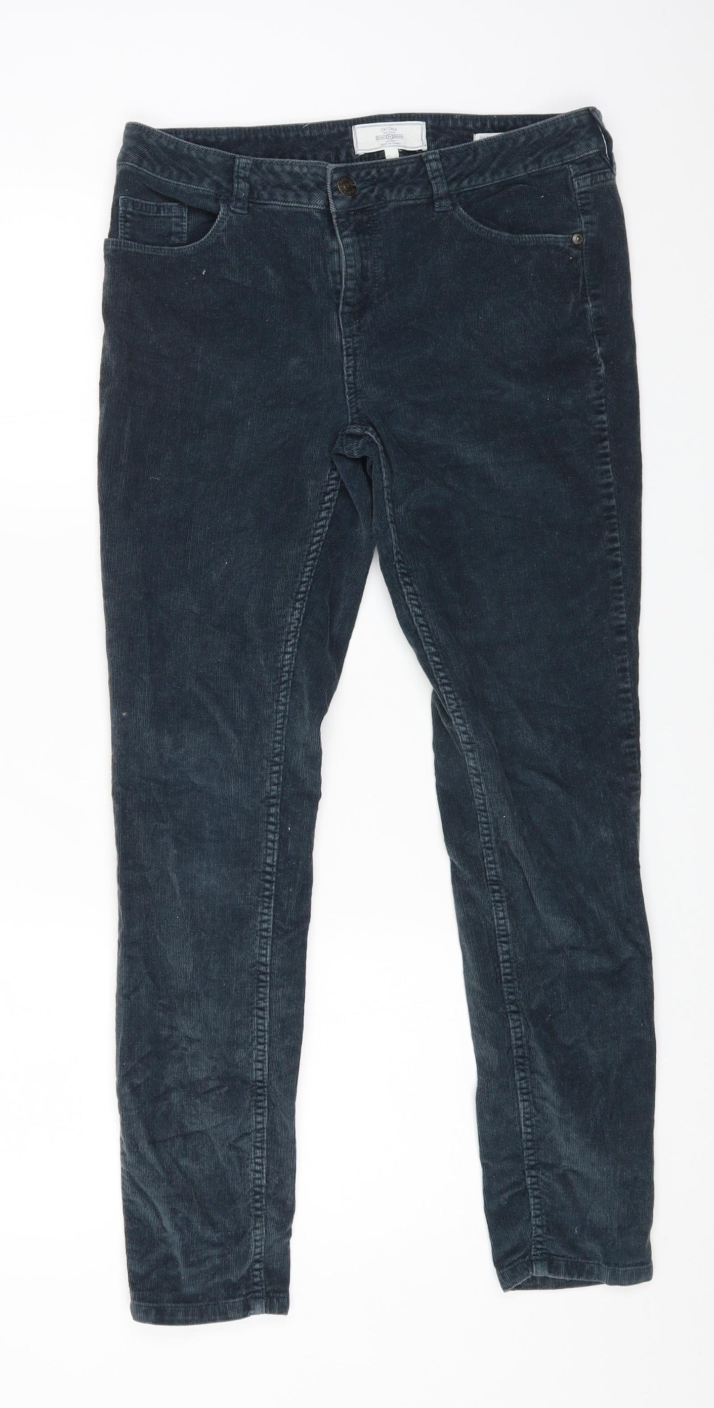 Fat Face Womens Blue Cotton Straight Jeans Size 12 L26 in Regular Zip