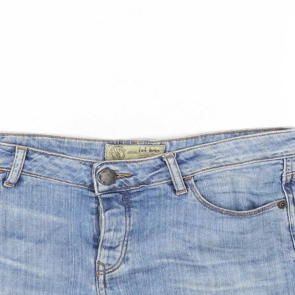 Fat Face Womens Blue Cotton Cargo Shorts Size 10 Regular Zip