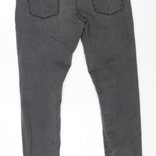 Marks and Spencer Womens Grey Cotton Skinny Jeans Size 12 L25 in Regular Zip