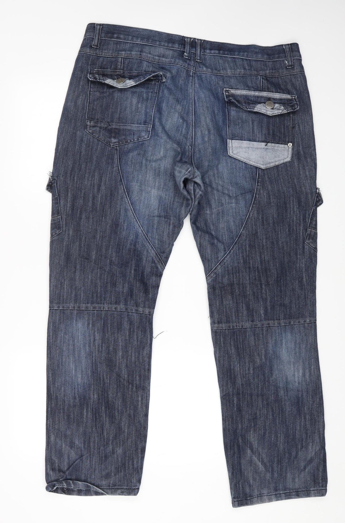 AIRWALK Mens Blue Cotton Wide-Leg Jeans Size 38 in L28 in Regular Button