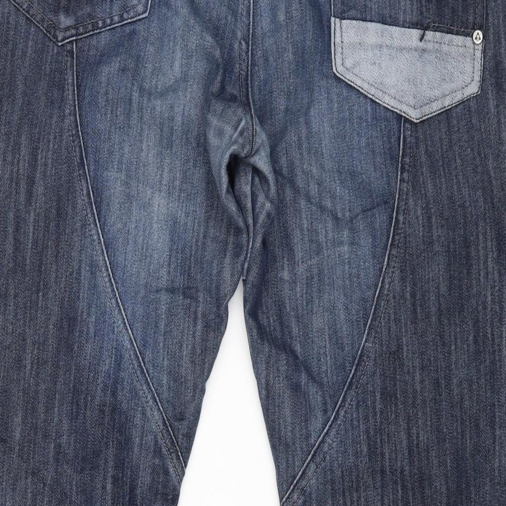 AIRWALK Mens Blue Cotton Wide-Leg Jeans Size 38 in L28 in Regular Button