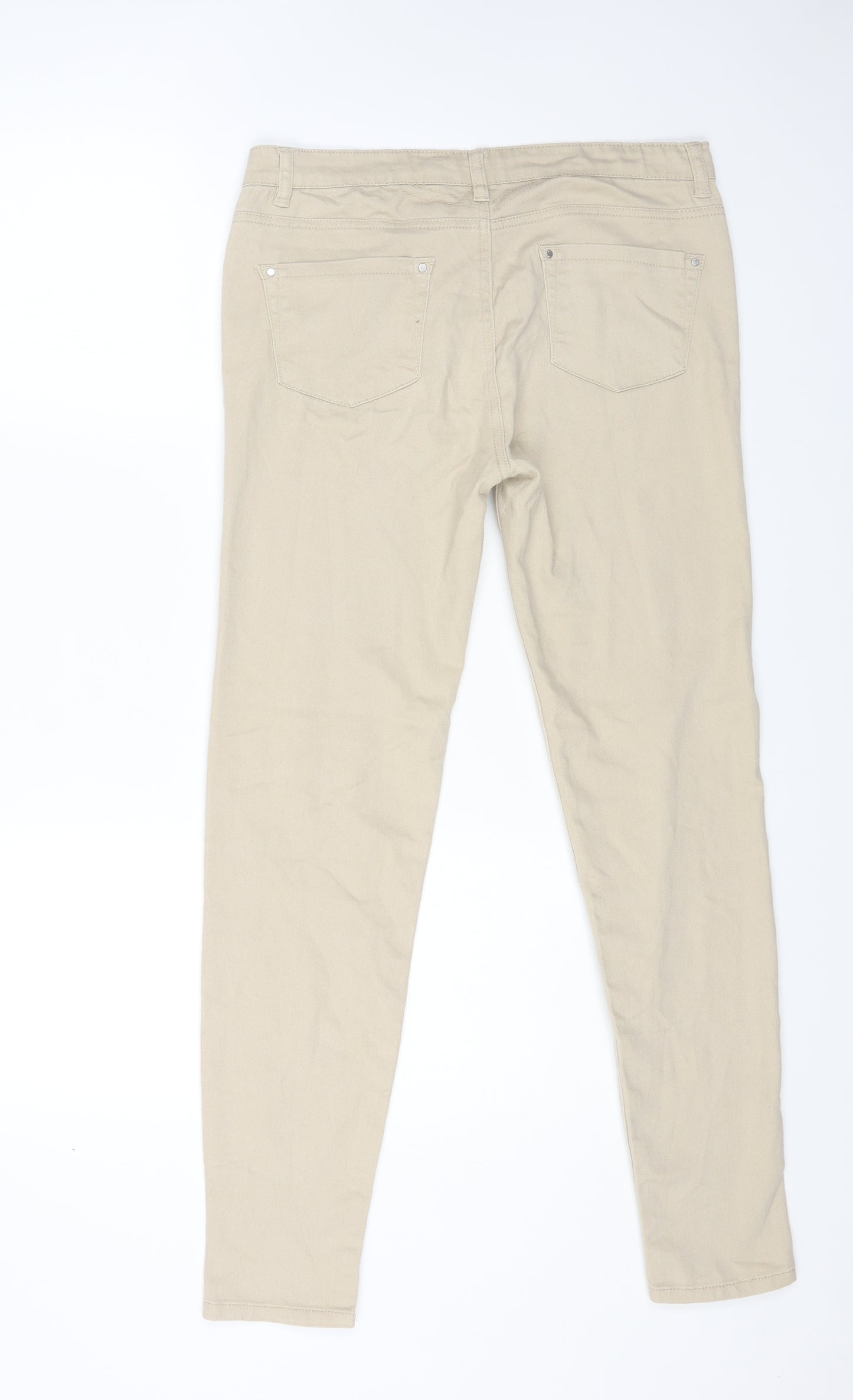 Denim & Co. Womens Beige Cotton Skinny Jeans Size 12 L28 in Regular Zip