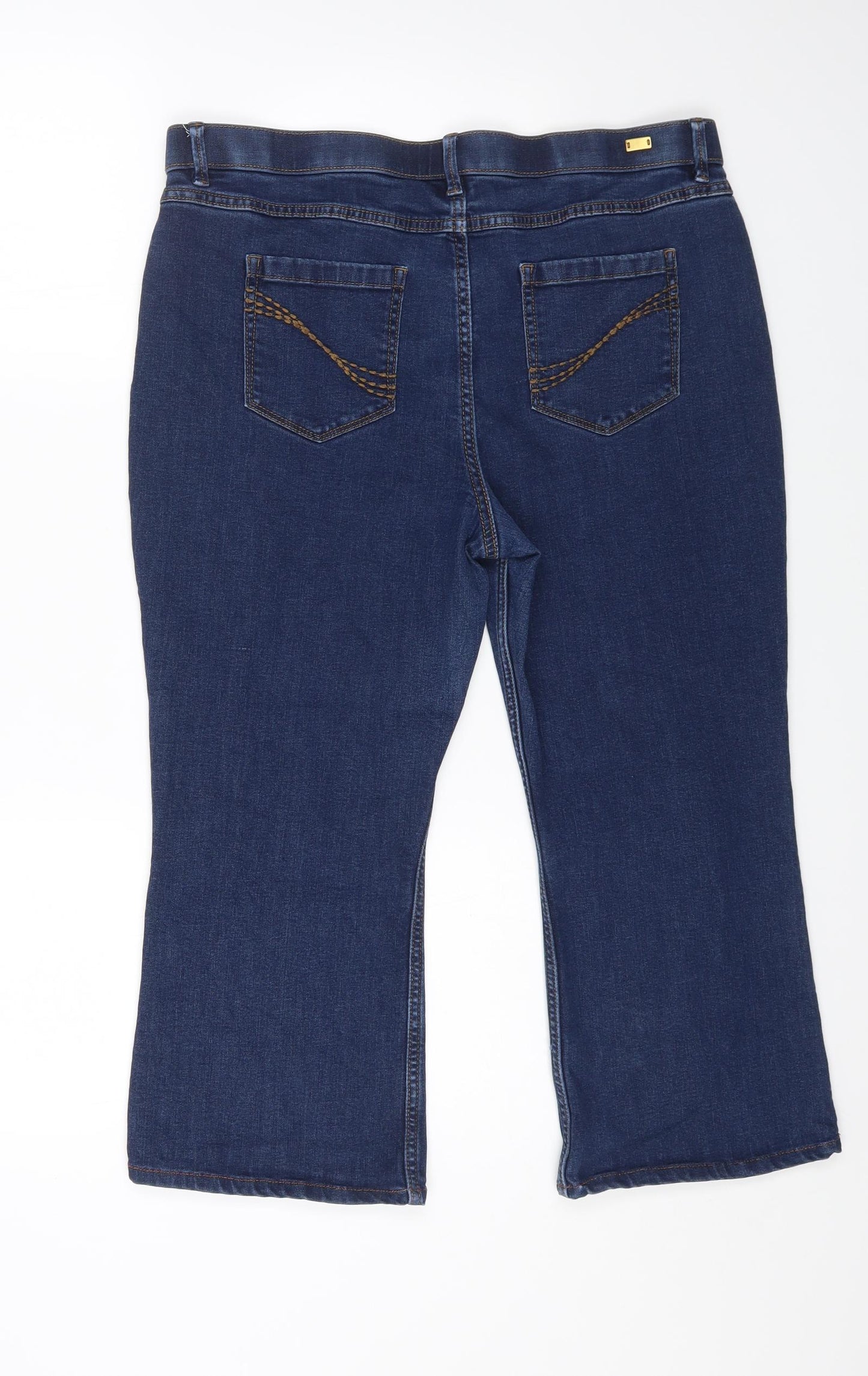 Marks and Spencer Womens Blue Cotton Capri Jeans Size 16 Regular Zip
