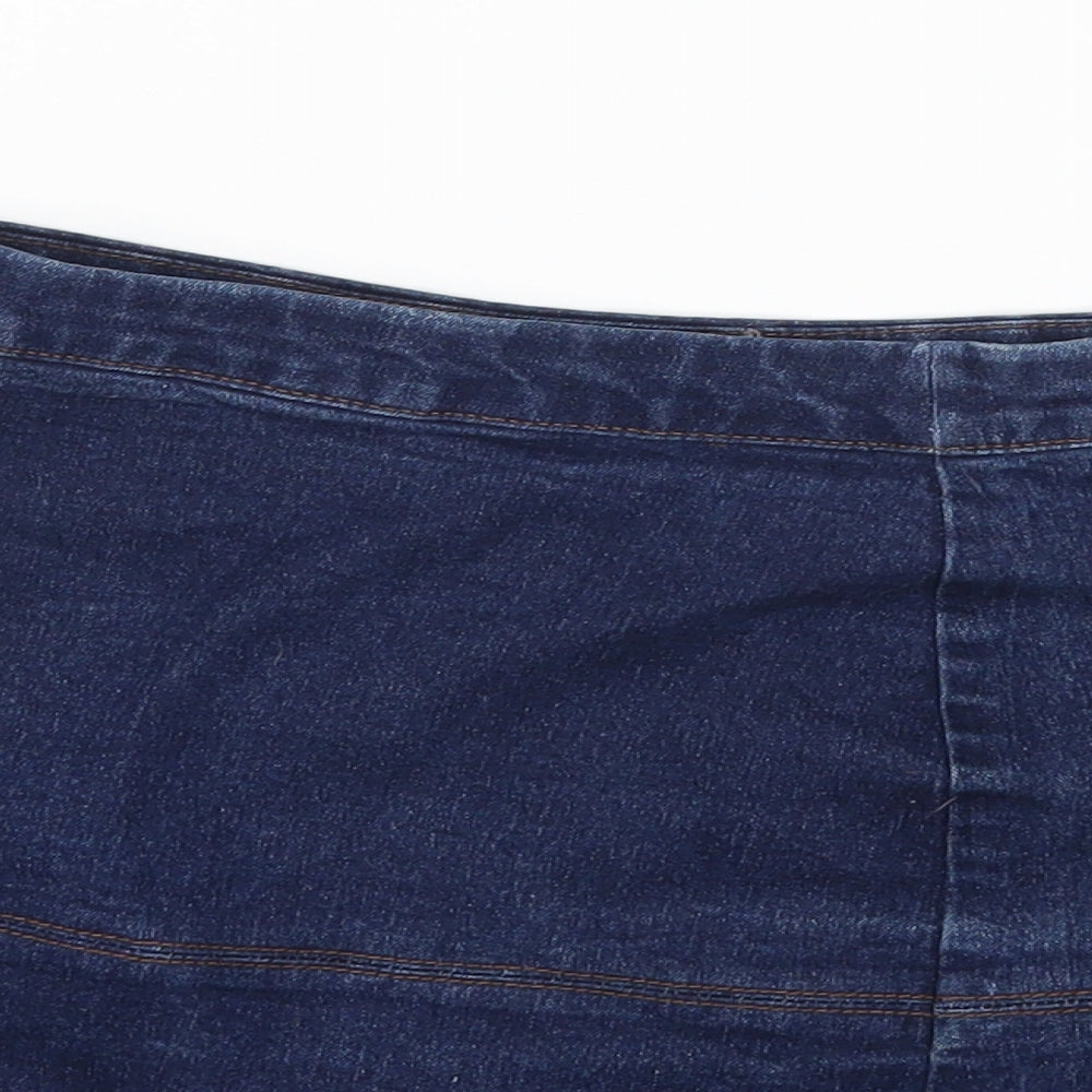 Matalan Womens Blue Cotton Mini Skirt Size 14 Zip