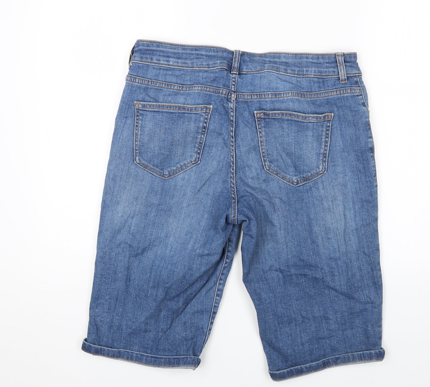 TU Womens Blue Cotton Biker Shorts Size 12 Regular Zip