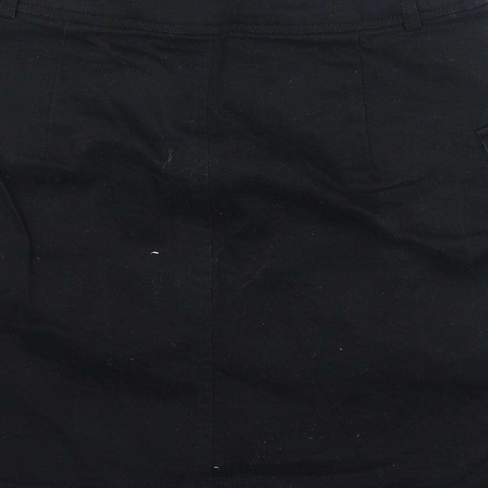 Oasis Womens Black Cotton Mini Skirt Size 10 Zip