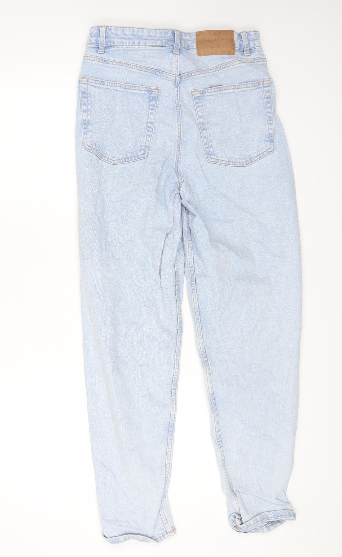 H&M Womens Blue Cotton Tapered Jeans Size 12 L27 in Regular Zip