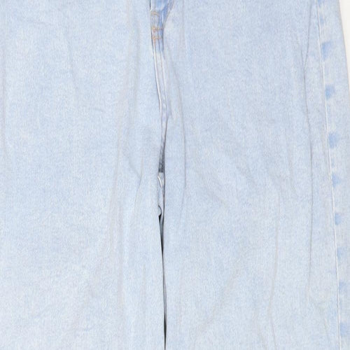 H&M Womens Blue Cotton Tapered Jeans Size 12 L27 in Regular Zip