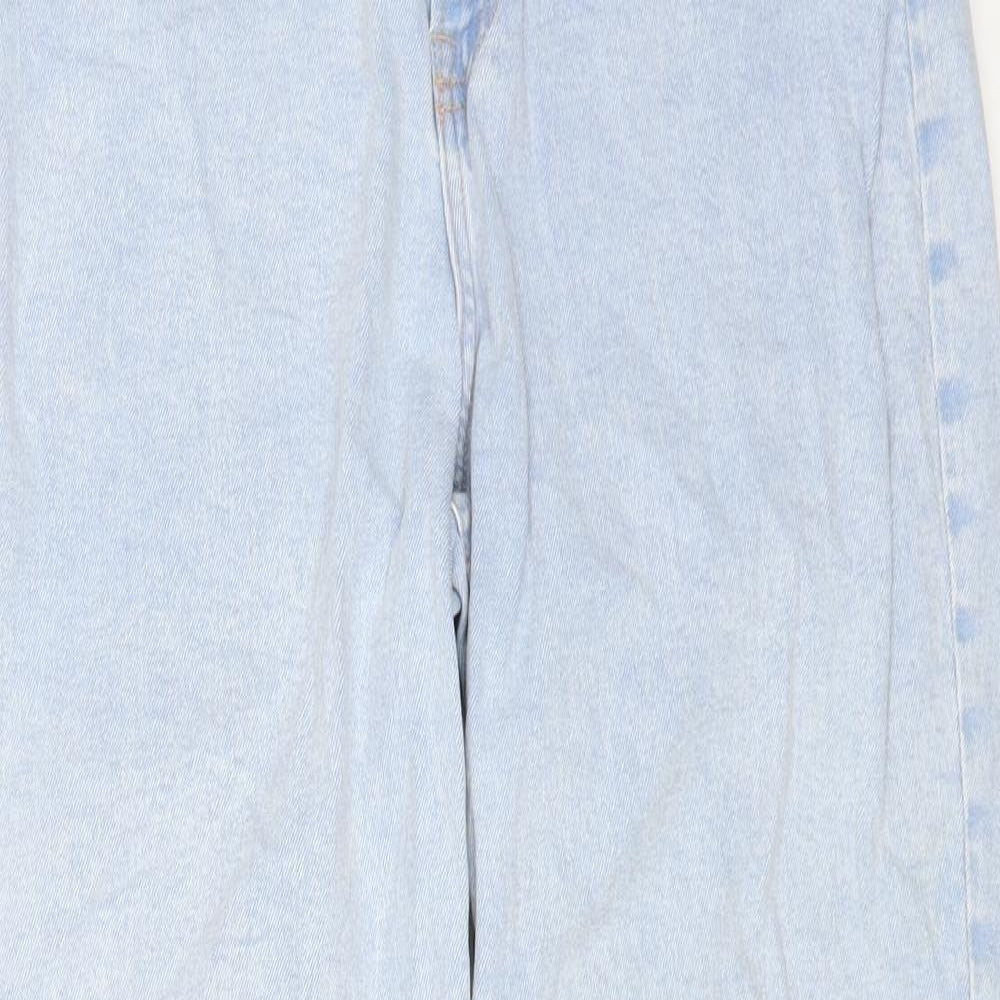 H&M Womens Blue Cotton Tapered Jeans Size 12 L27 in Regular Zip