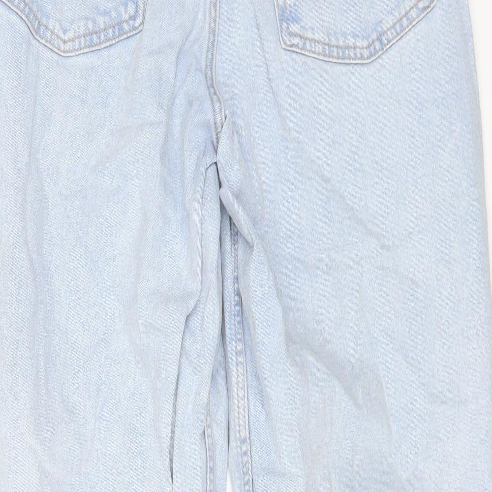 H&M Womens Blue Cotton Tapered Jeans Size 12 L27 in Regular Zip
