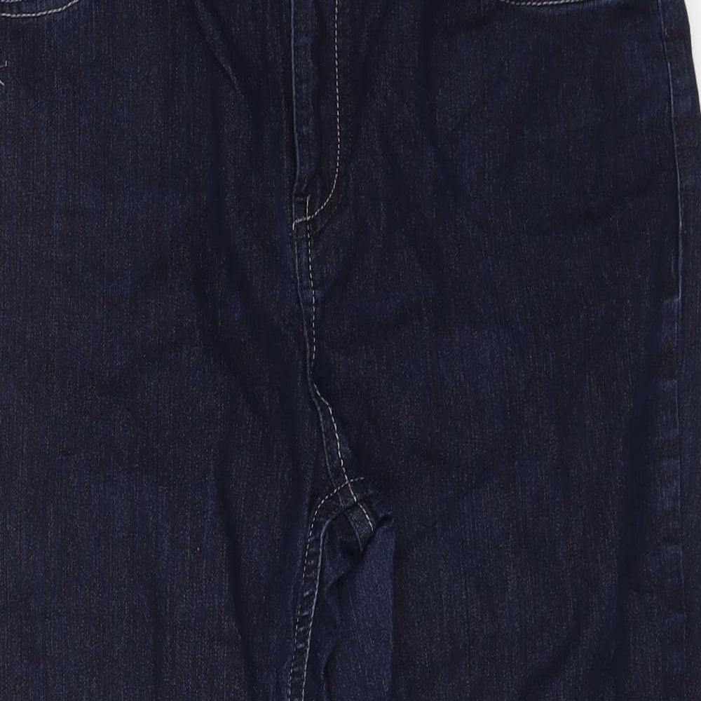 Marks and Spencer Womens Blue Cotton Cropped Jeans Size 14 L20 in Regular Zip
