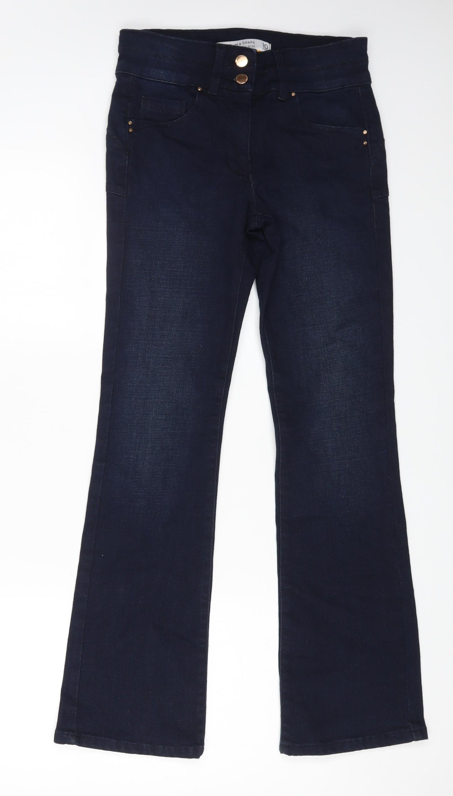 NEXT Womens Blue Cotton Flared Jeans Size 10 L28 in Regular Zip