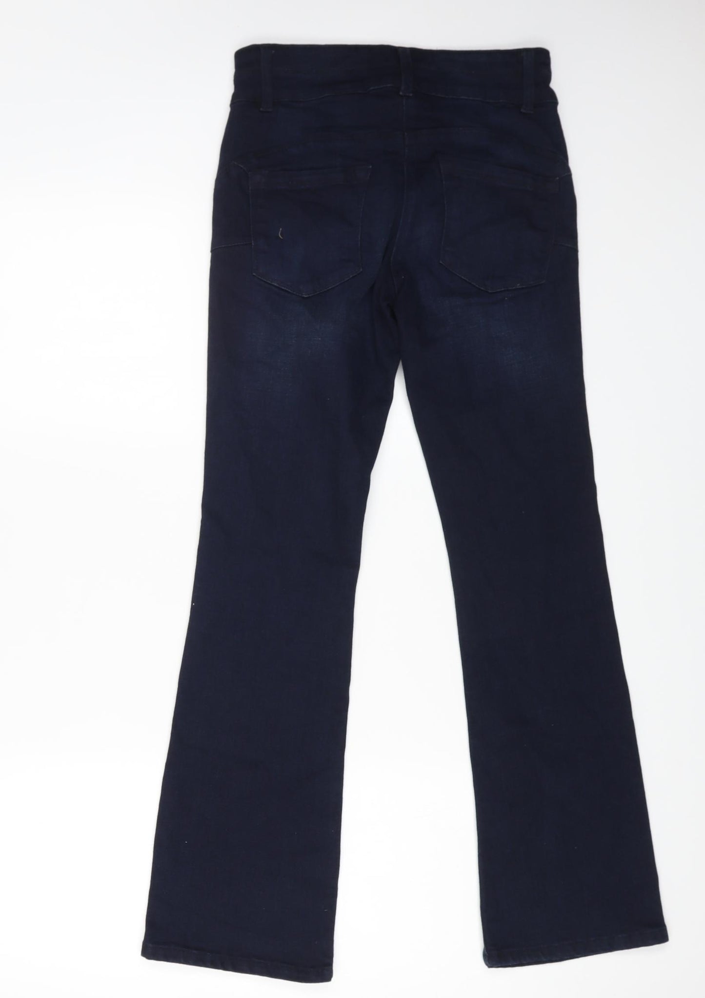 NEXT Womens Blue Cotton Flared Jeans Size 10 L28 in Regular Zip