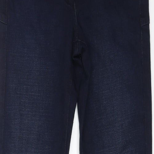 NEXT Womens Blue Cotton Flared Jeans Size 10 L28 in Regular Zip