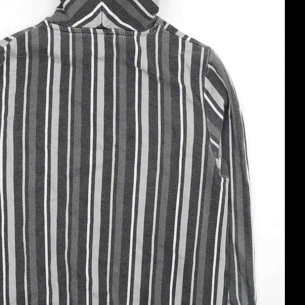 Pre London Mens Grey Striped Cotton Pullover Hoodie Size M