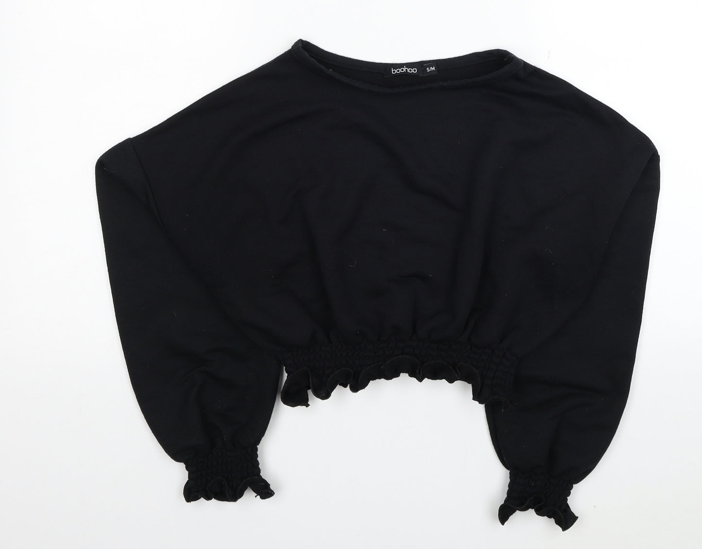 Boohoo Womens Black Polyester Pullover Sweatshirt Size S Pullover - Cropped