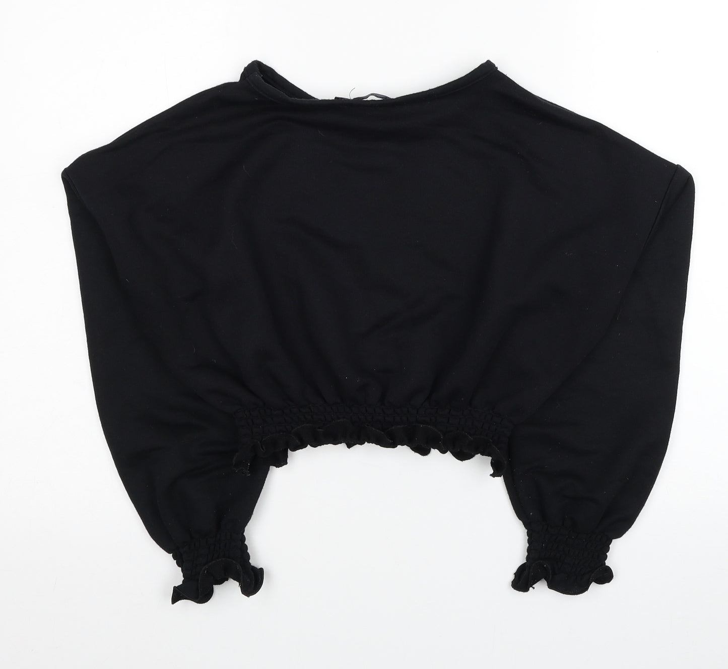 Boohoo Womens Black Polyester Pullover Sweatshirt Size S Pullover - Cropped