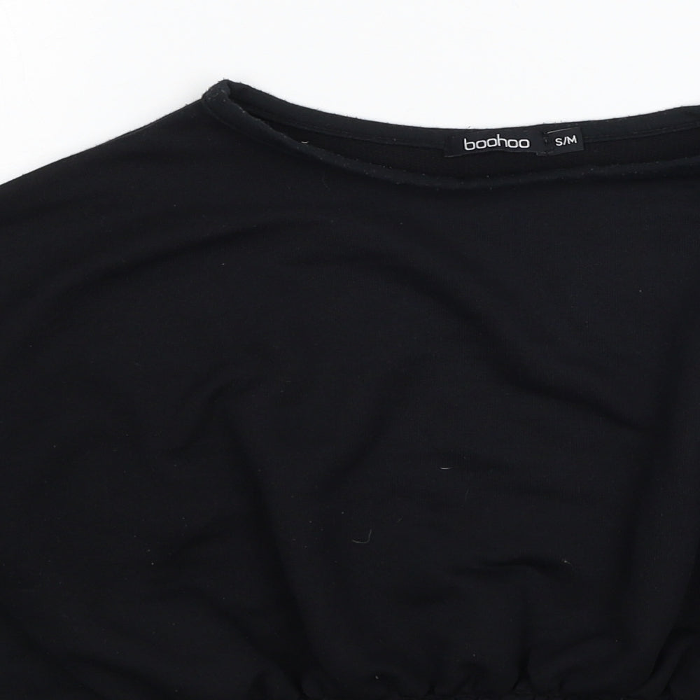 Boohoo Womens Black Polyester Pullover Sweatshirt Size S Pullover - Cropped
