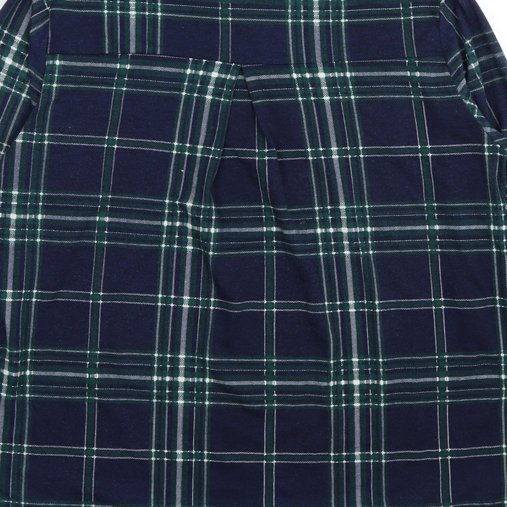 Odosalli Womens Blue Plaid Cotton Tunic Blouse Size M Collared