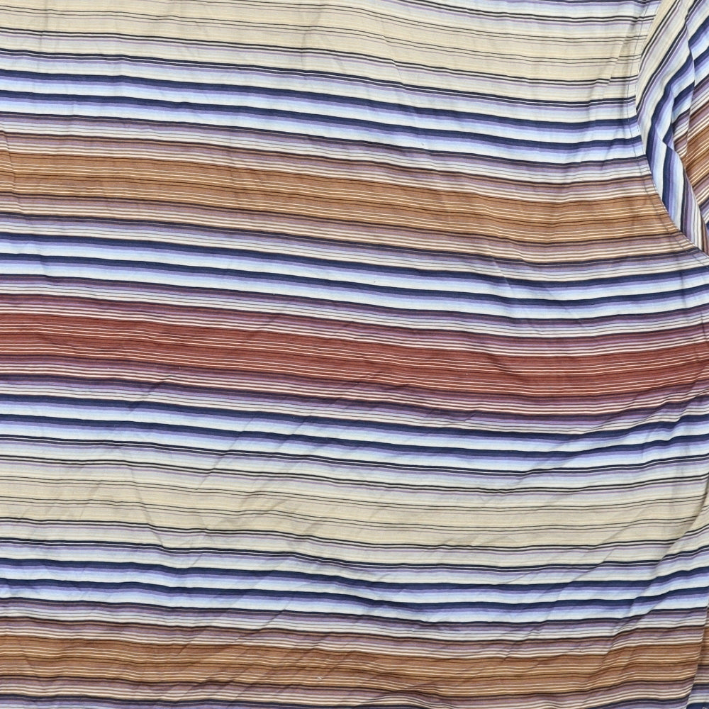 Modango Mens Multicoloured Striped Cotton T-Shirt Size XL Collared