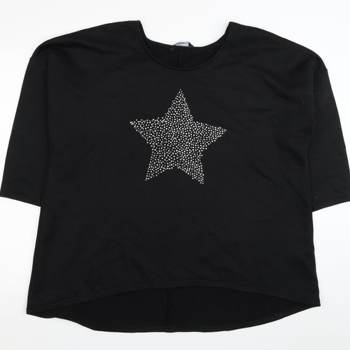 Peacocks Womens Black Polyester Pullover Sweatshirt Size XL Pullover - Star