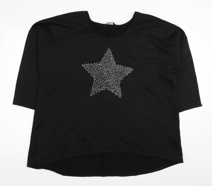 Peacocks Womens Black Polyester Pullover Sweatshirt Size XL Pullover - Star
