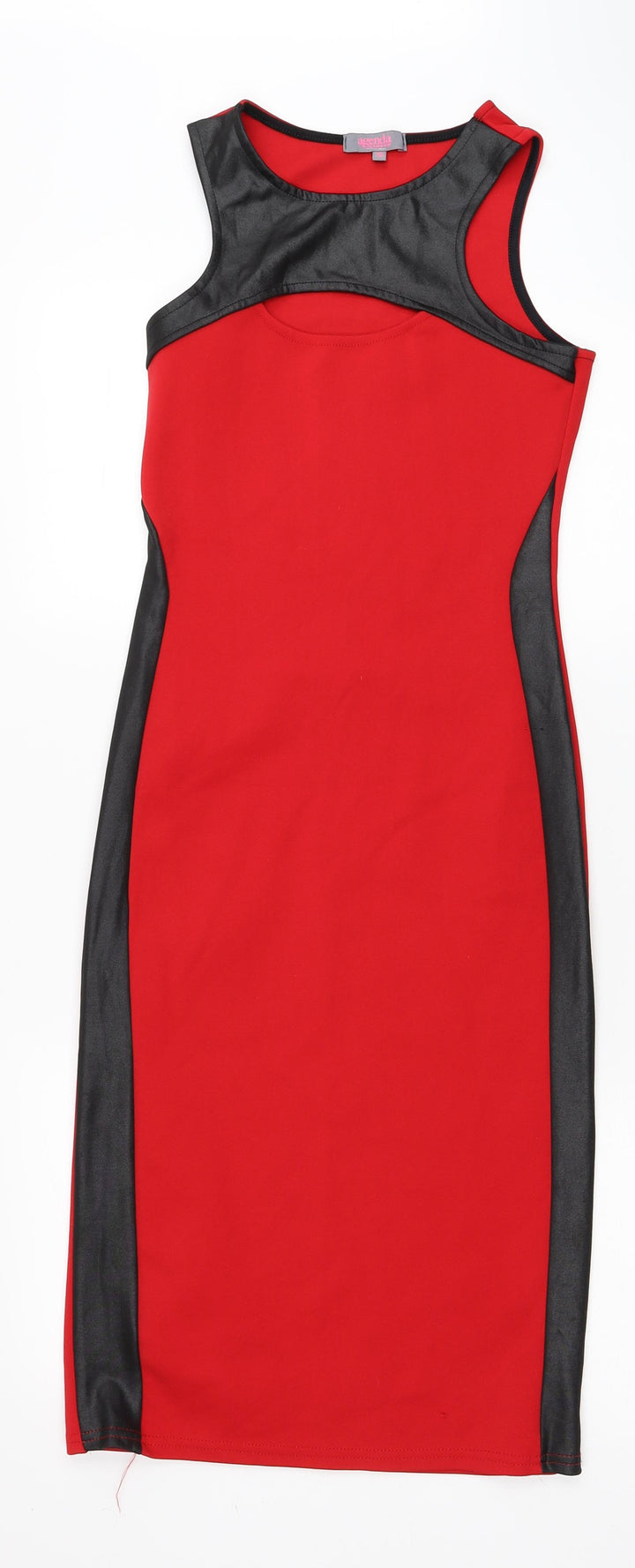 Agenda Womens Red Polyester Pencil Dress Size 10 Round Neck Pullover