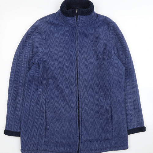 Bonmarché Womens Blue Geometric Polyester Full Zip Sweatshirt Size S Zip