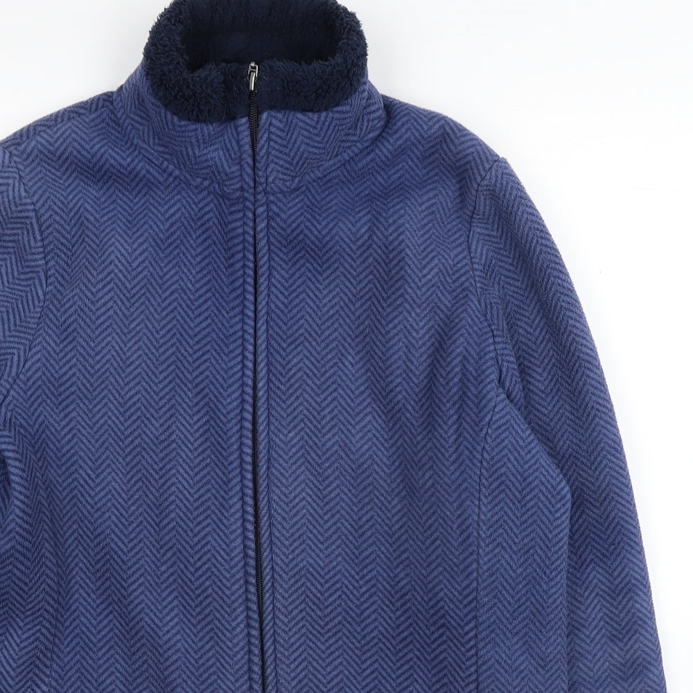 Bonmarché Womens Blue Geometric Polyester Full Zip Sweatshirt Size S Zip