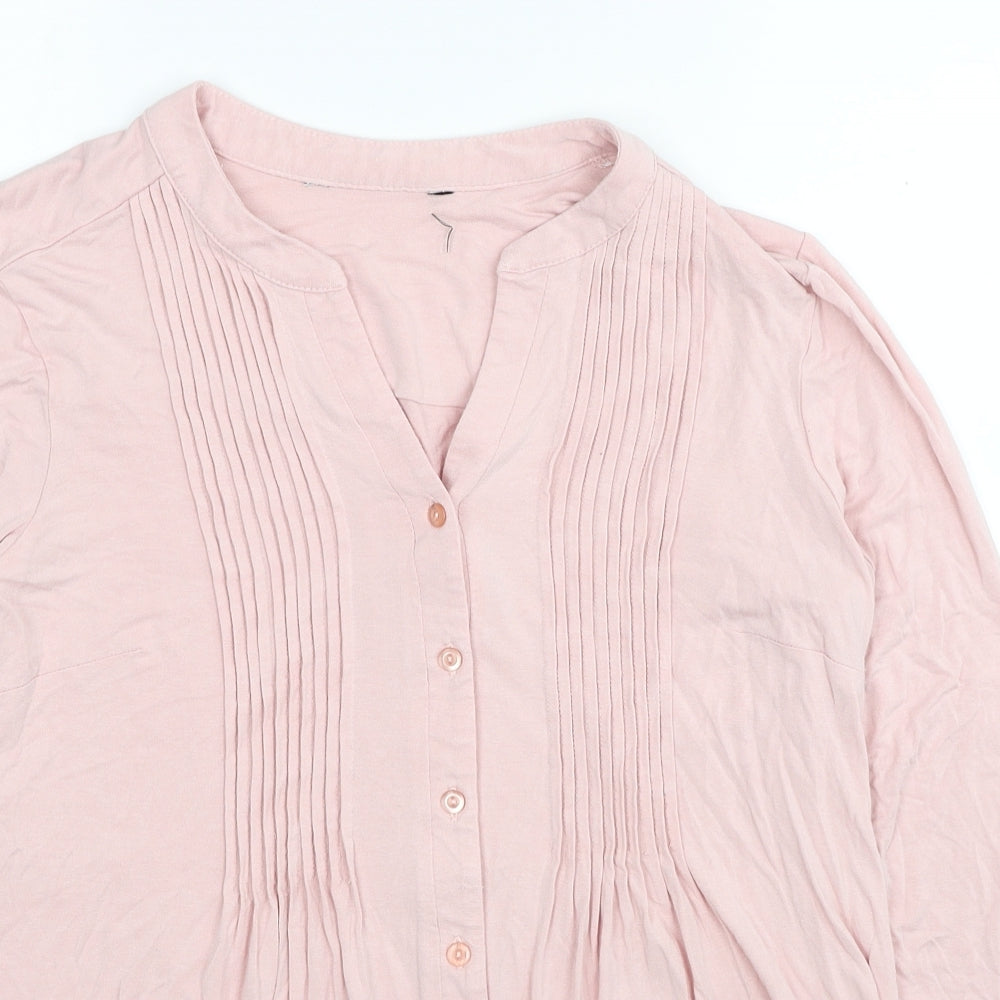 Preworn Womens Pink Viscose Basic Button-Up Size 16 V-Neck