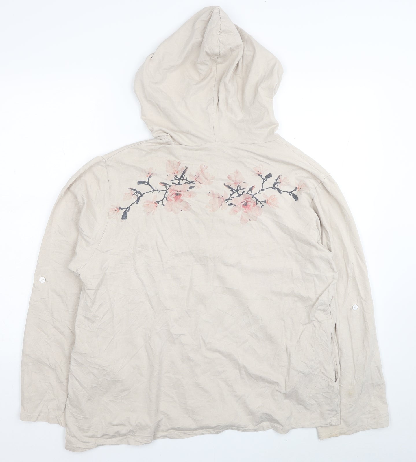 Luca Vunacci Womens Beige Cotton Pullover Hoodie Size L Pullover - Flowers