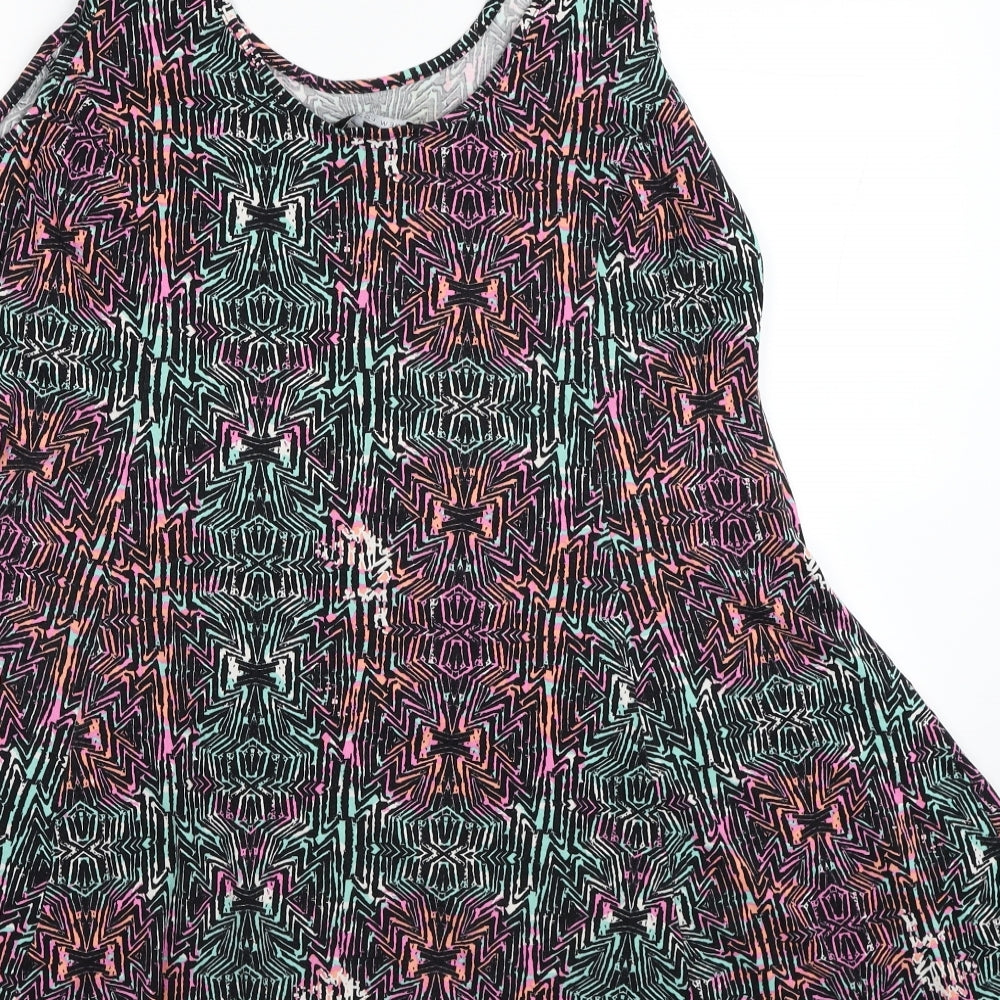 New Look Womens Multicoloured Geometric Cotton Tank Dress Size 20 Scoop Neck Pullover