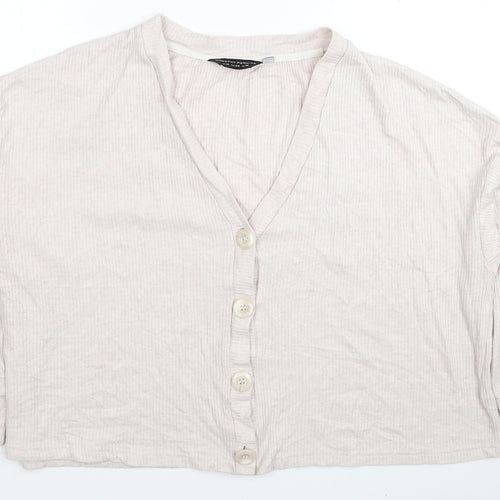 Dorothy Perkins Womens Beige V-Neck Viscose Cardigan Jumper Size 16