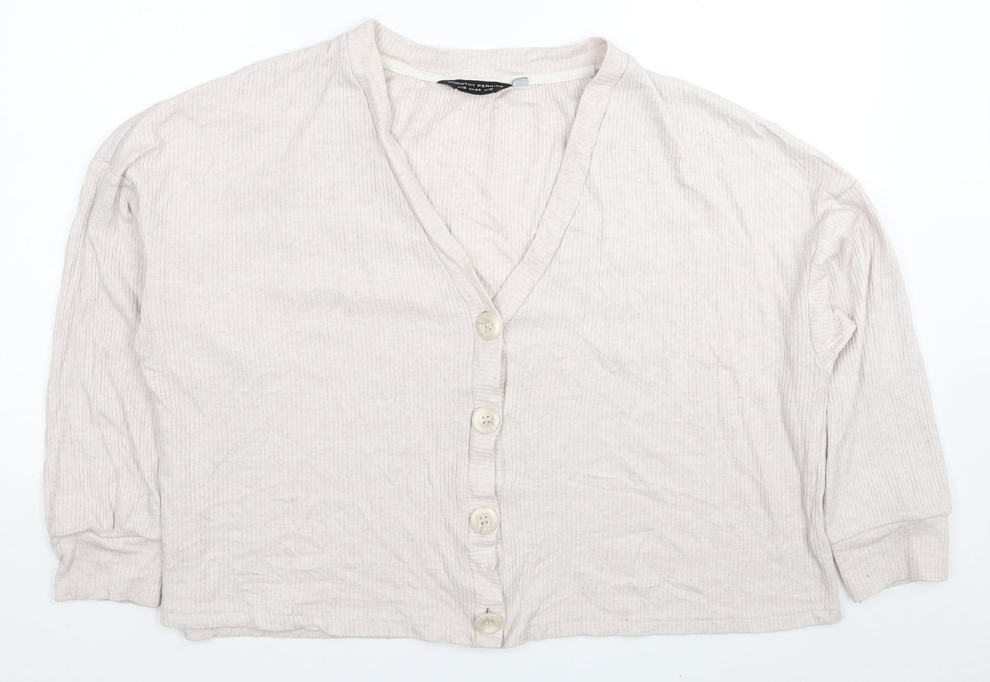 Dorothy Perkins Womens Beige V-Neck Viscose Cardigan Jumper Size 16