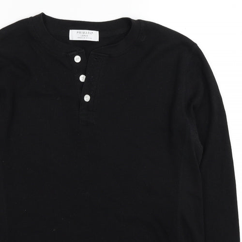 Primark Mens Black Round Neck Cotton Pullover Jumper Size L